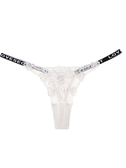 Sexy Flower Lace Mesh T-back Panties