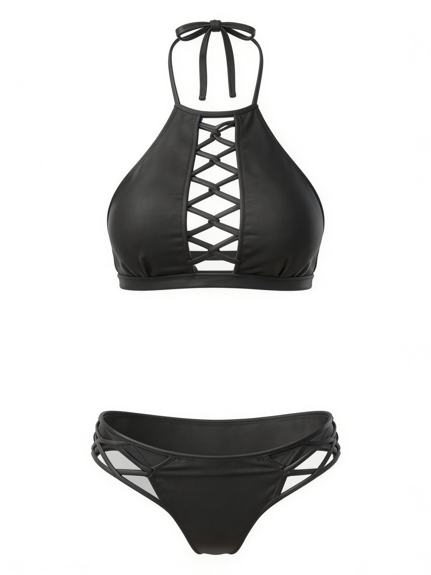 Sexy Cross Hollow Out Halter Bikini Set