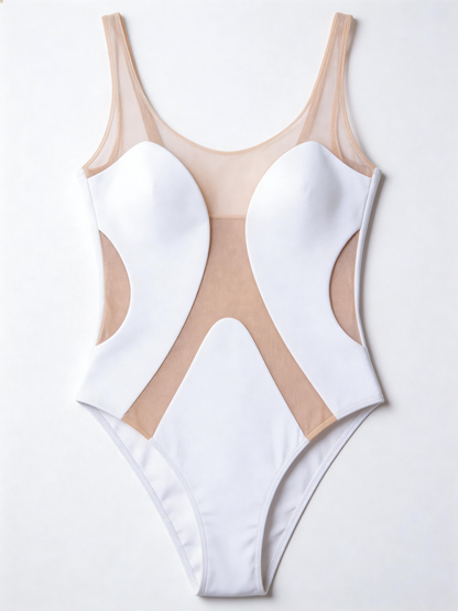 Contrast Color Mesh One Piece