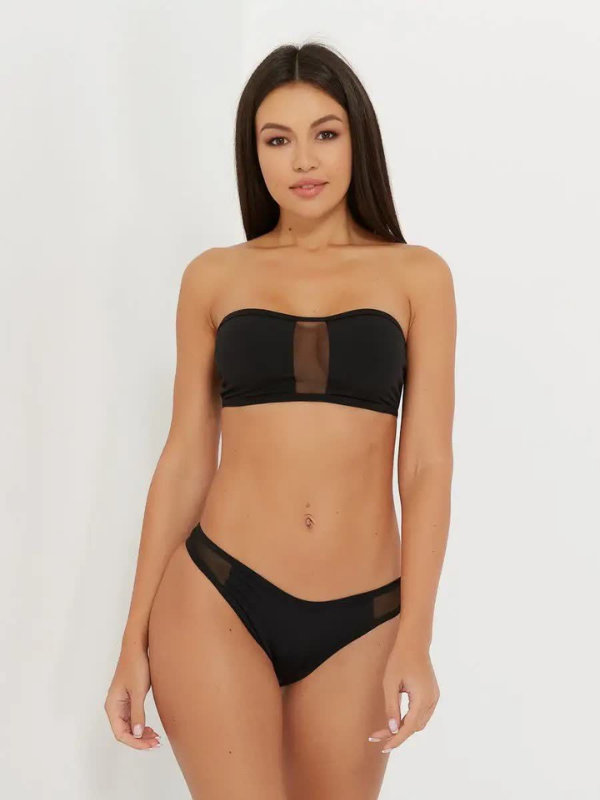 Wild Leopard Mesh Panel Bandeau Bikini