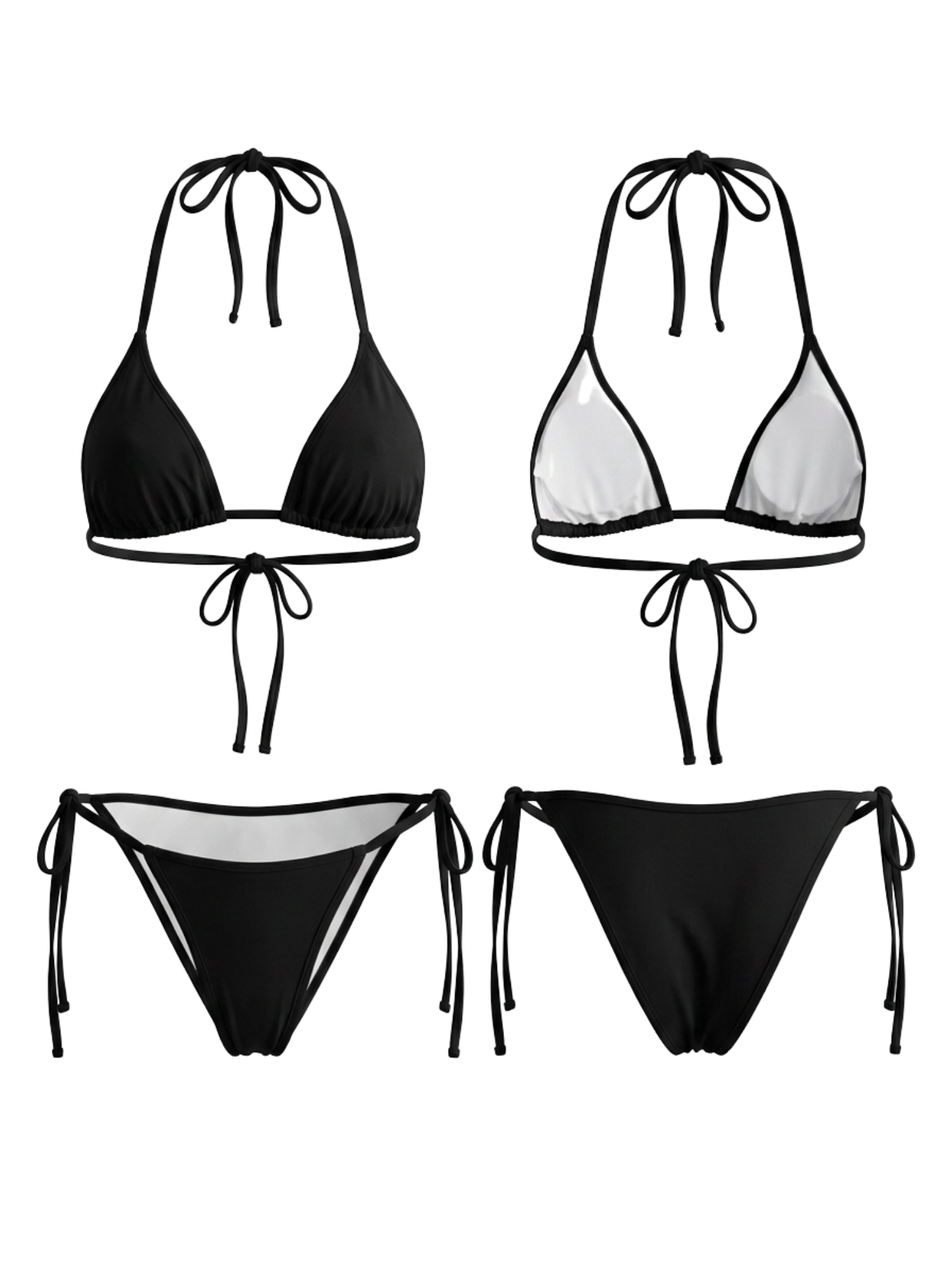 Sexy Solid Color Lace-up Bikini Set