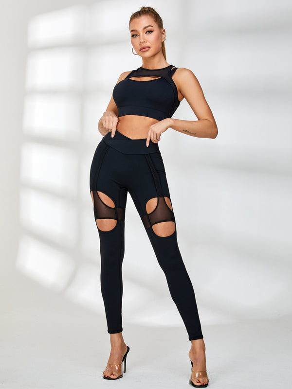 Unique Cutout Mesh High-rise Leggings