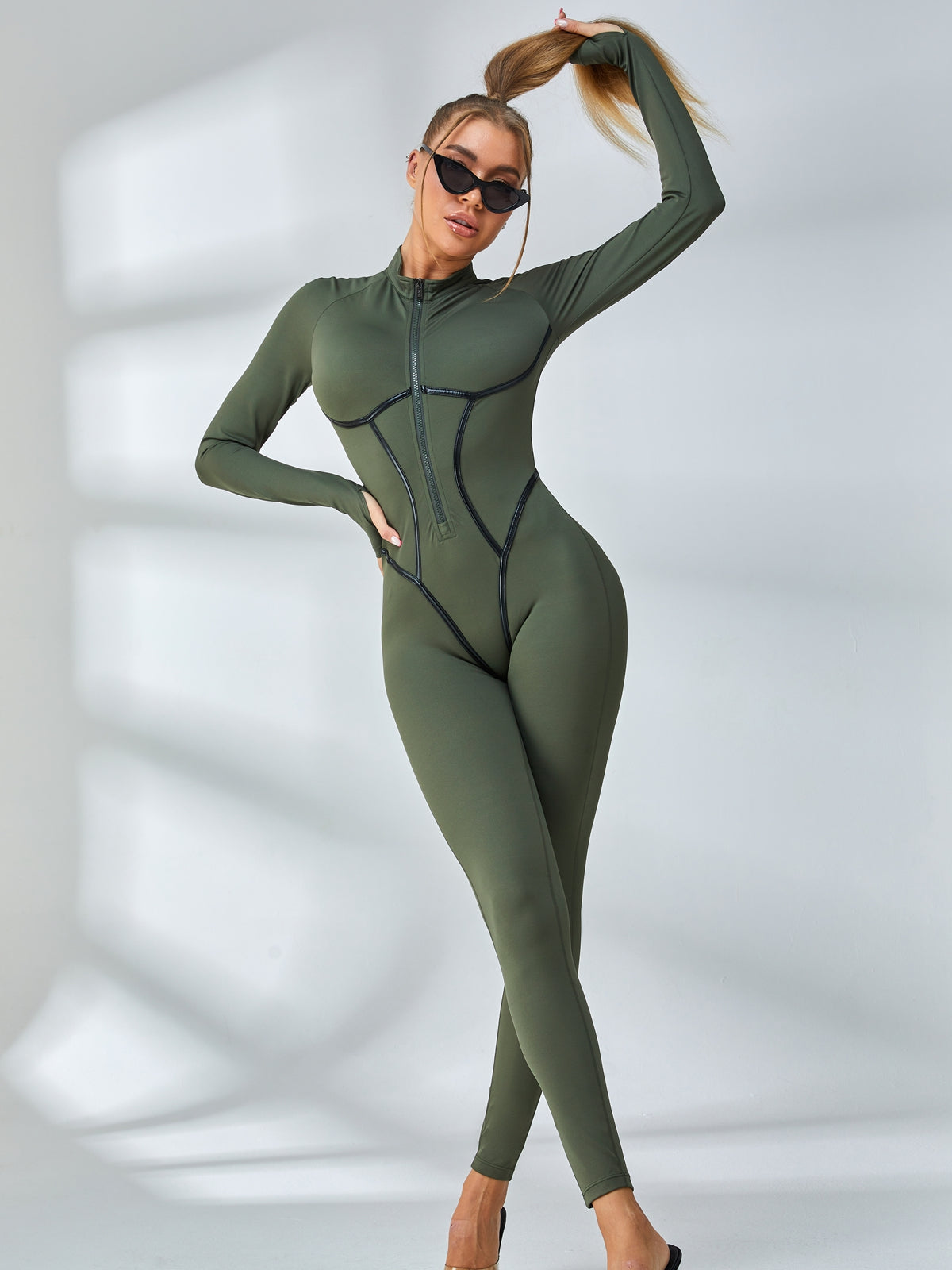 ❤Trendy Zipper Peach Booty Jumpsuit