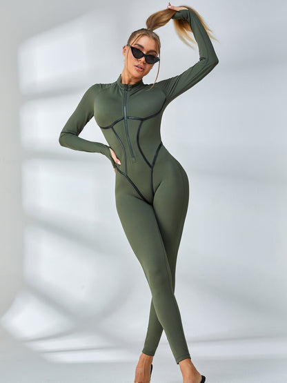 ❤Trendy Zipper Peach Booty Jumpsuit