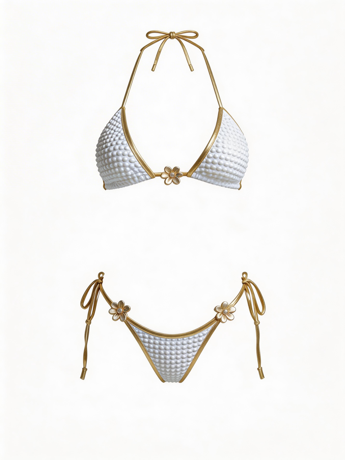 Sexy Halter Contrast Color with Metal Bikini Set