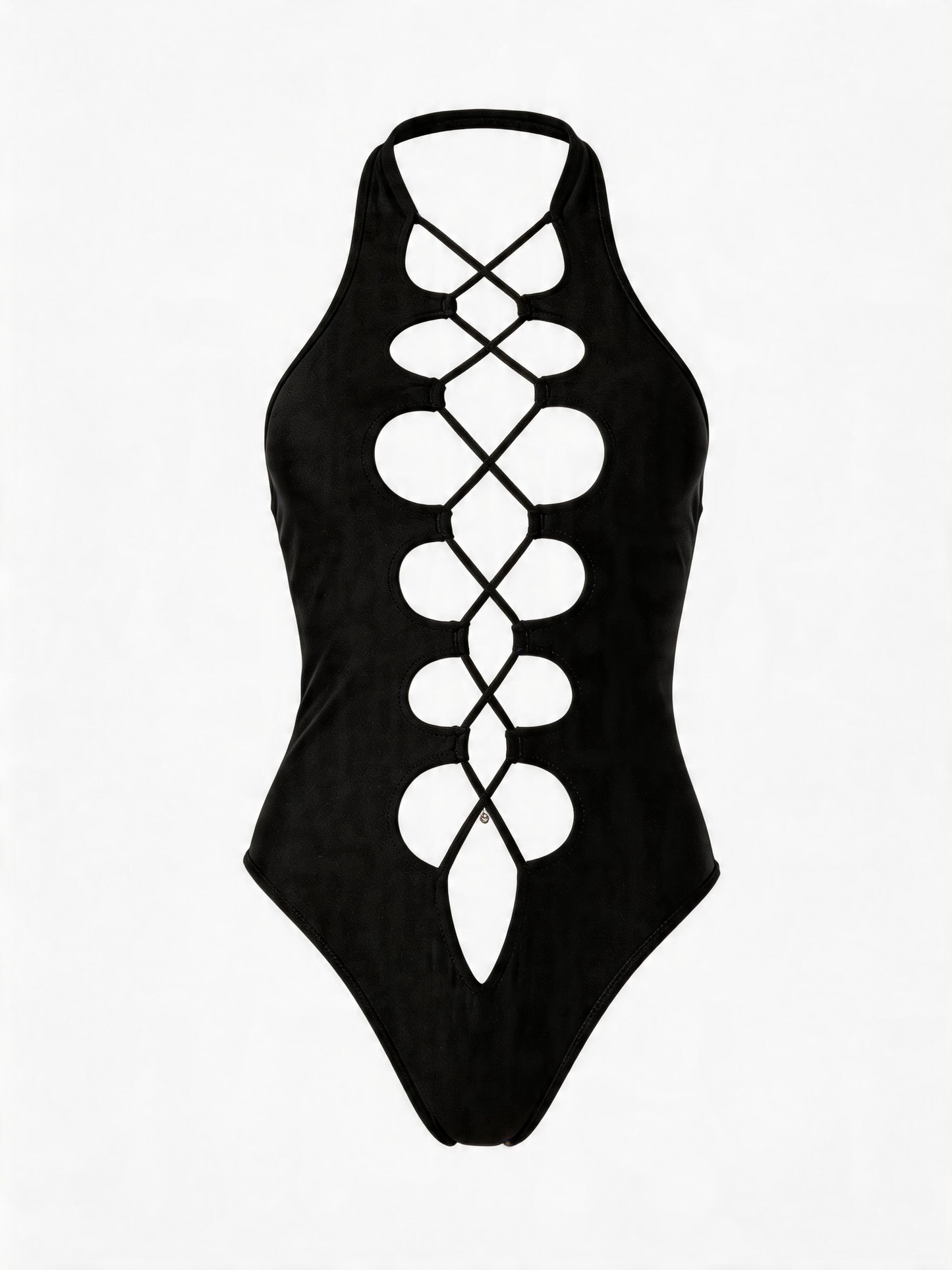 Roman-knot Hollow Out Halter One Piece