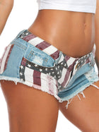 Spicy American Flag Print Distressed Denim Booty Shorts