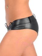 Low-Rise Shiny Faux Leather Micro Shorts