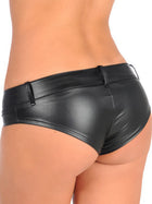 Low-Rise Shiny Faux Leather Micro Shorts