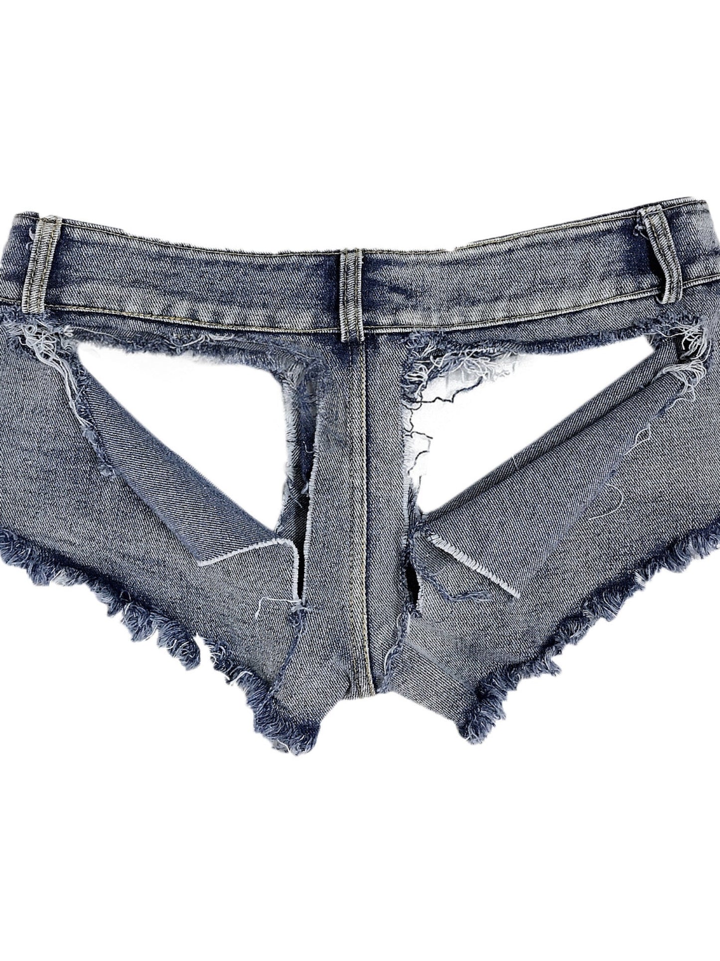 Sexy Frayed Raw Hem Ultra Short Denim Booty Shorts