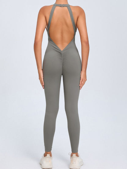 Sexy Backless Hollow Out V-shaped Waist Scrunch Bum Jumpsuit