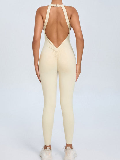 Sexy Backless Hollow Out V-shaped Waist Scrunch Bum Jumpsuit