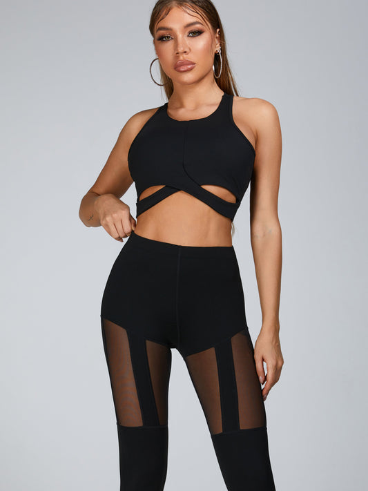 Cutout Mesh Quick-dry Cutout Backless Tracksuits