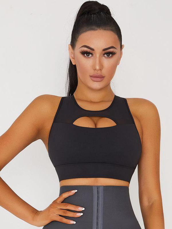 Hollow Mesh Shock-proof Gathered Corset Short Tracksuit