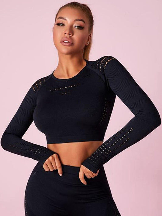 Long Sleeve Knit Seamless Fitness Long Sleeves