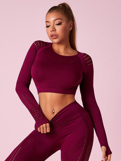 Long Sleeve Knit Seamless Fitness Long Sleeves