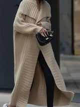 Woolen Knitted Coat-Wheat-One Size