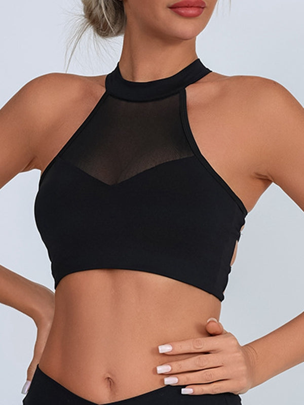 ZASUWA Damen Sexy Mesh Cross Back Schnelltrocknende Sport-BHs 