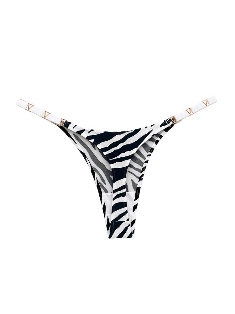 Metal Animal Print T-back Underwear