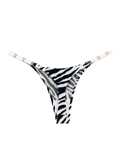 Metal Animal Print T-back Underwear