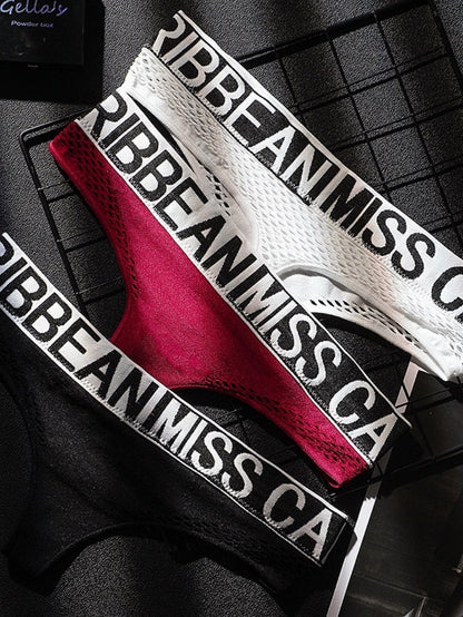 Letter Print Net Underwear