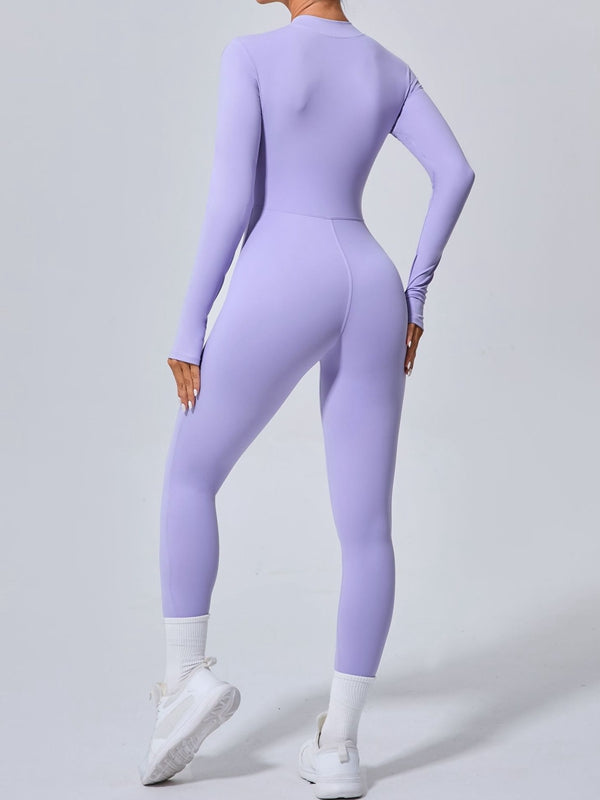 Zipper Thumbhole Hip-lift Jumpsuit