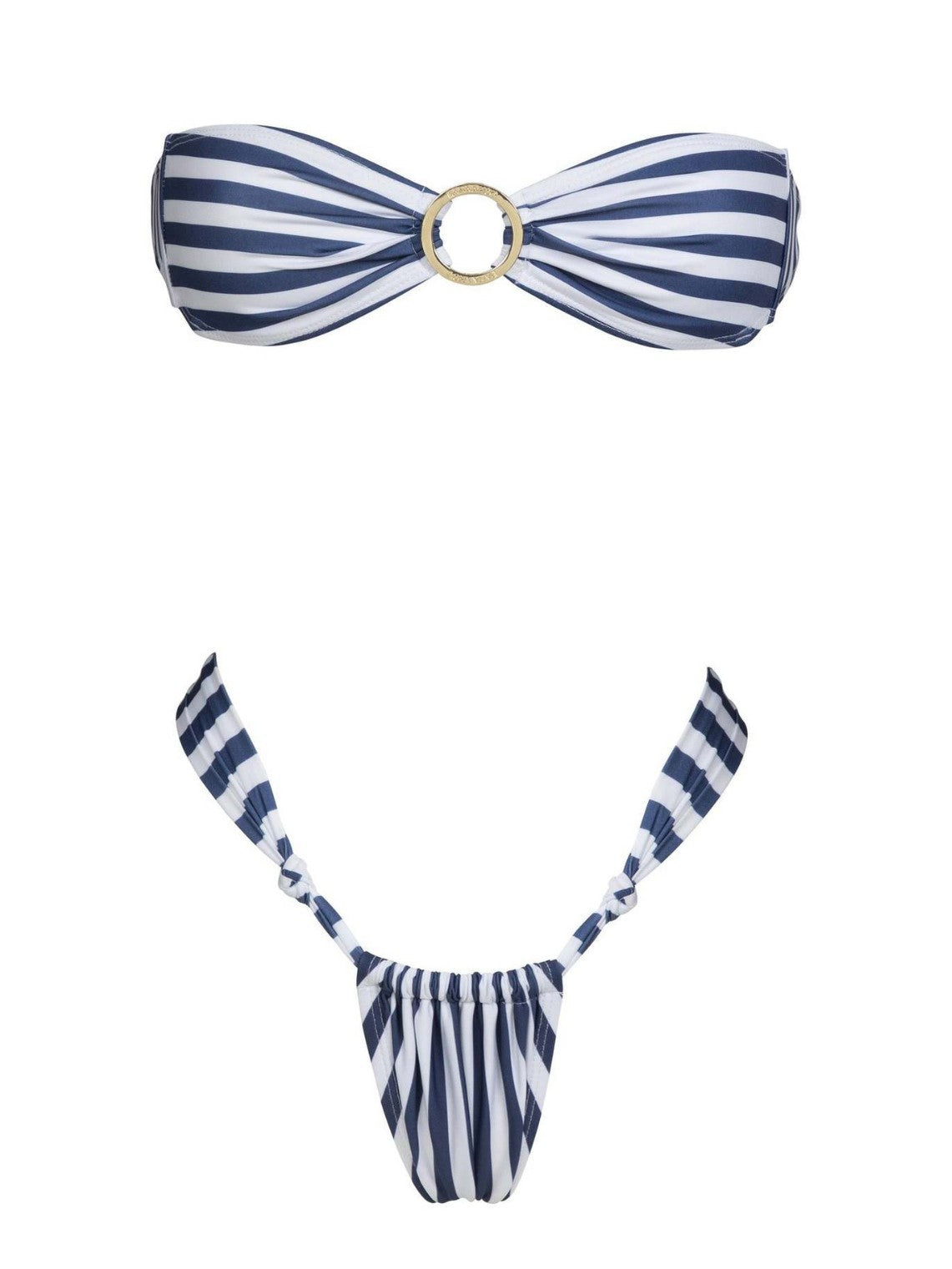 Sexy Blue & White Striped Bandeau Triangle Bikini