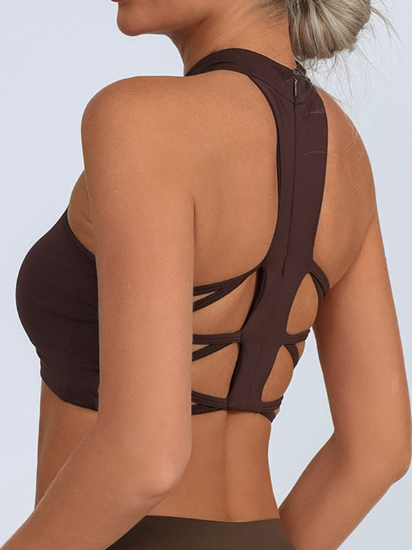 ZASUWA Damen Sexy Mesh Cross Back Schnelltrocknende Sport-BHs 