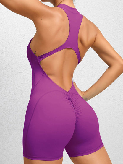 Zipper Backless Scrunch Bum Romper