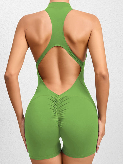 Zipper Backless Scrunch Bum Romper