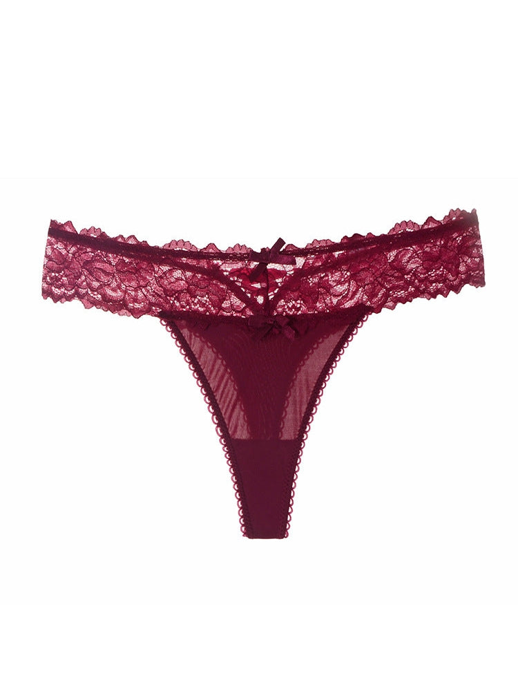 Mesh Solid Color Lace Underwears