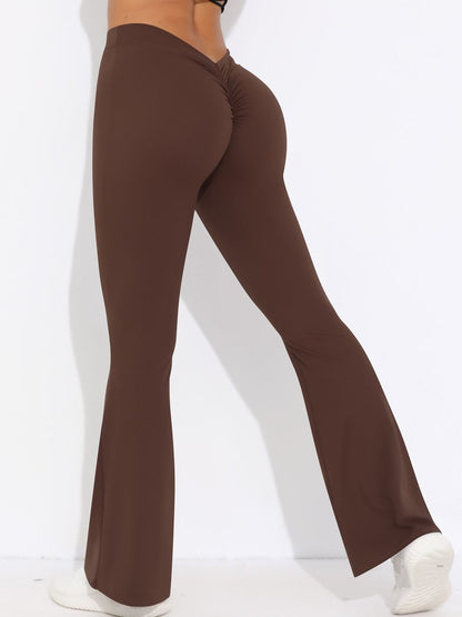 ZASUWA Damen V-förmige Taille Scrunch Bum Schnelltrocknende Flare Leggings 