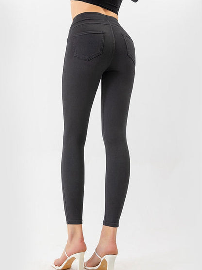 Denim Pocket High-waisted Leggings
