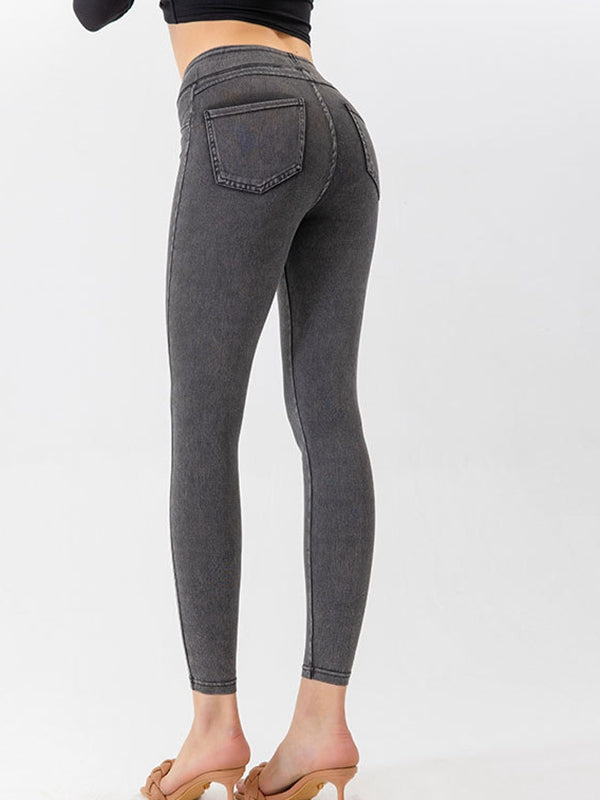 Denim Pocket High-waisted Leggings