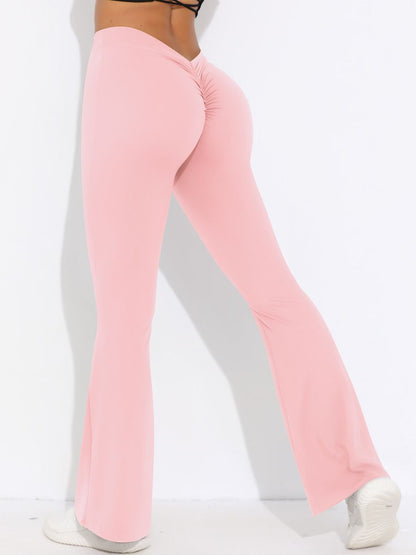 ZASUWA Damen V-förmige Taille Scrunch Bum Schnelltrocknende Flare Leggings 