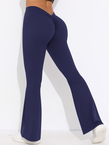 ZASUWA Damen V-förmige Taille Scrunch Bum Schnelltrocknende Flare Leggings 
