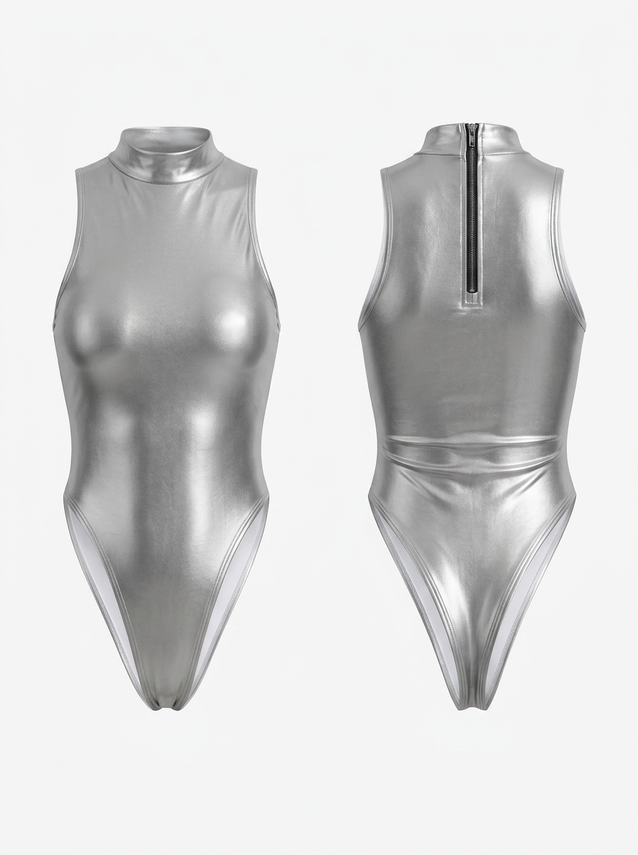 Sexy Reflective Sleeveless Round Neck Slim Jumpsuit
