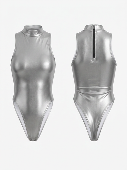 Sexy Reflective Sleeveless Round Neck Slim Jumpsuit