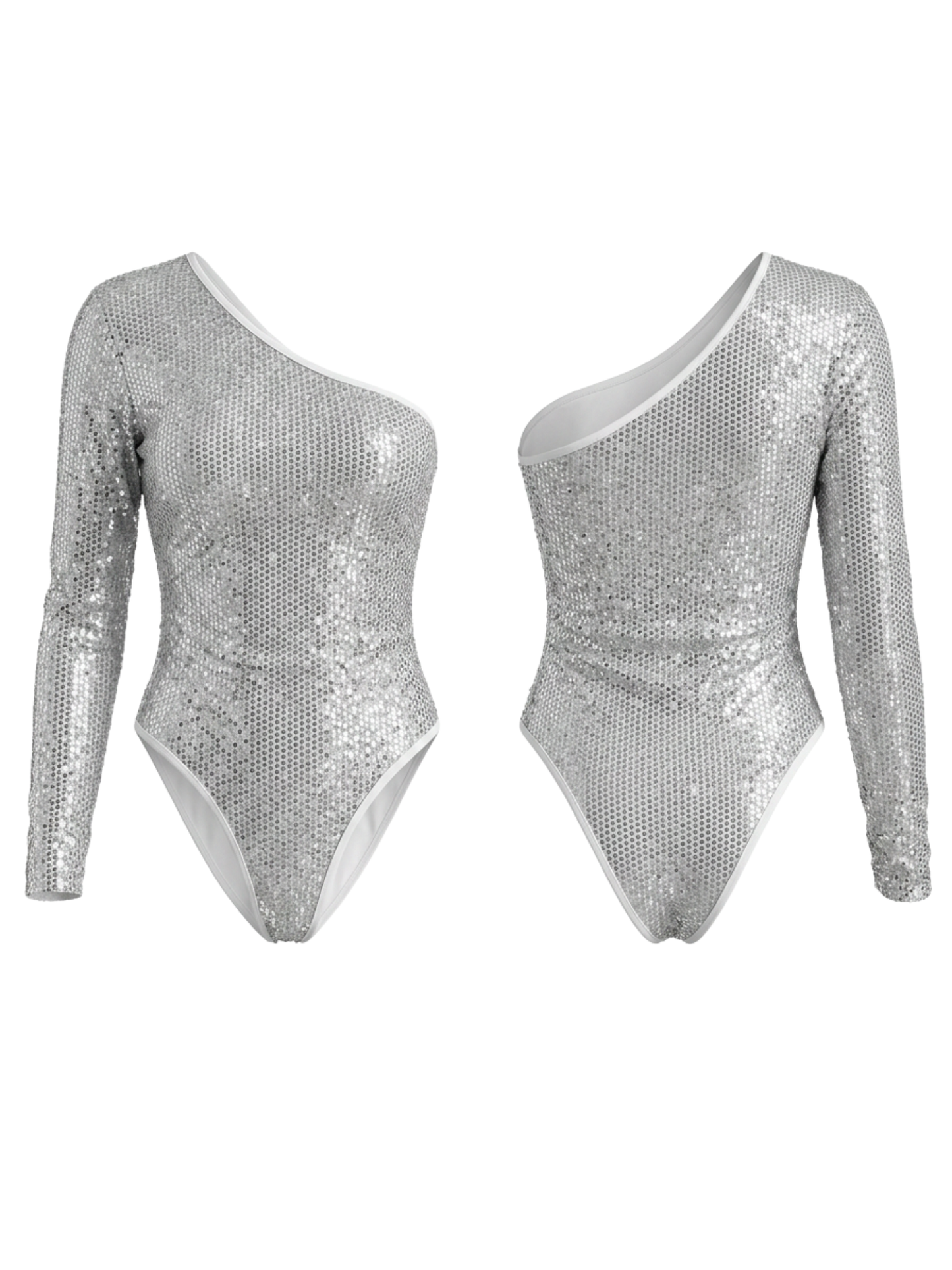 Sexy One-Shoulder Tight Rhinestone Sequin Bodysuit