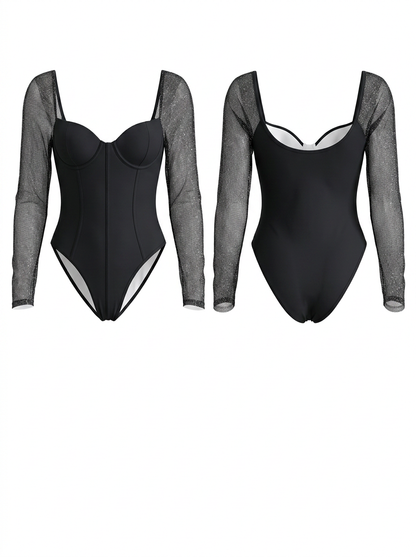 Trendy Low-Cut Backless Waist-Cinching Sexy Slim-Fit Long-Sleeve Bodysuits