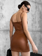 Black Faux Leather Cami Bodycon Mini Dress