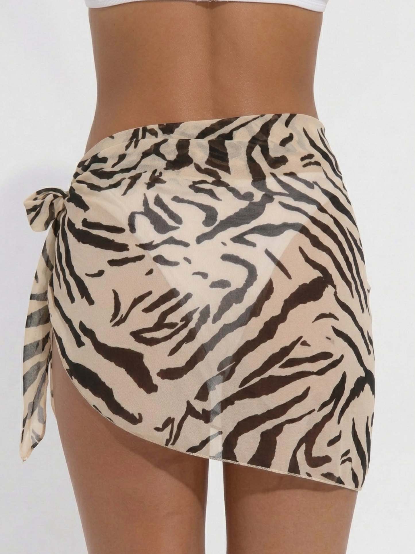 Lightweight Animal Print Chiffon Bikini Cover Up Sarong Skirt