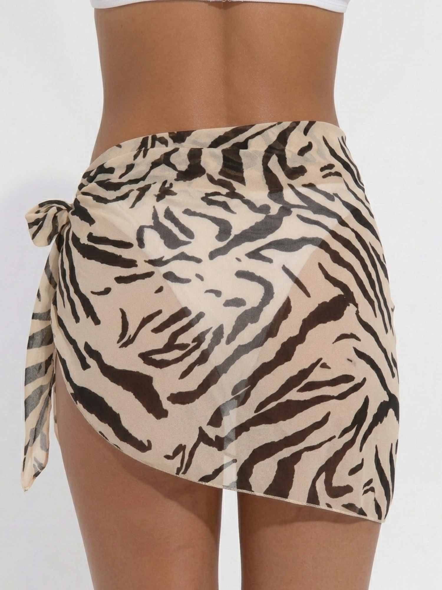Lightweight Animal Print Chiffon Bikini Cover Up Sarong Skirt