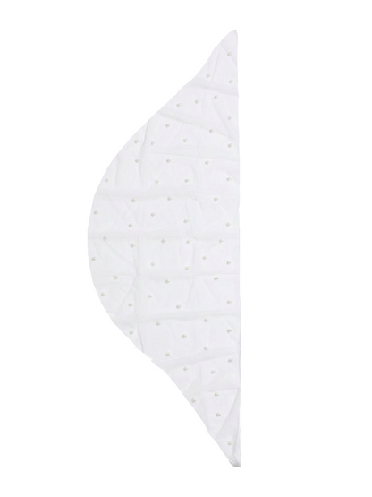White Pearl Beaded Tassel Mesh Side Tie Sarong Bikini Cover Up Skirt