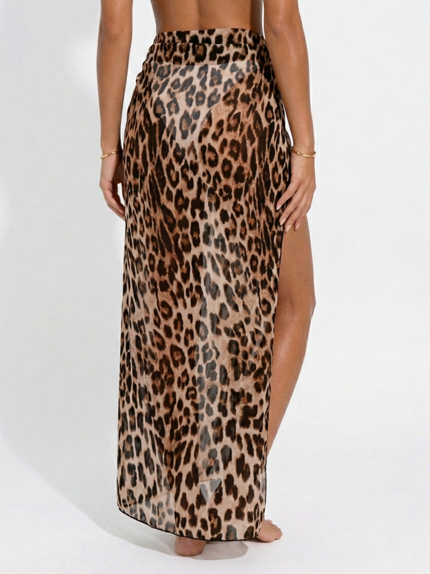Lightweight Animal Print Chiffon Long Bikini Cover Up Sarong Skirt