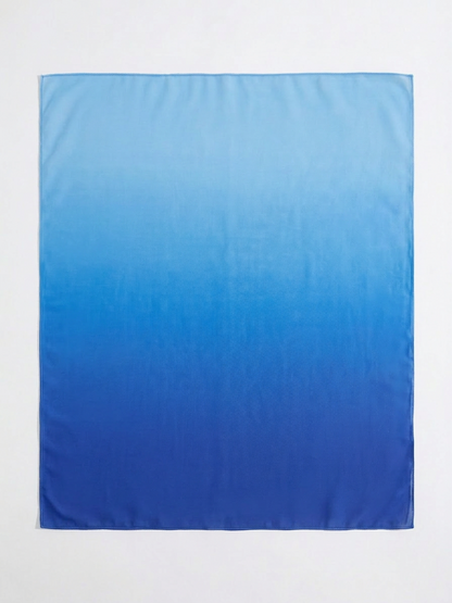 Blue Ombre Sheer Chiffon Long Side Tie High Slit Sarong Beach Skirt