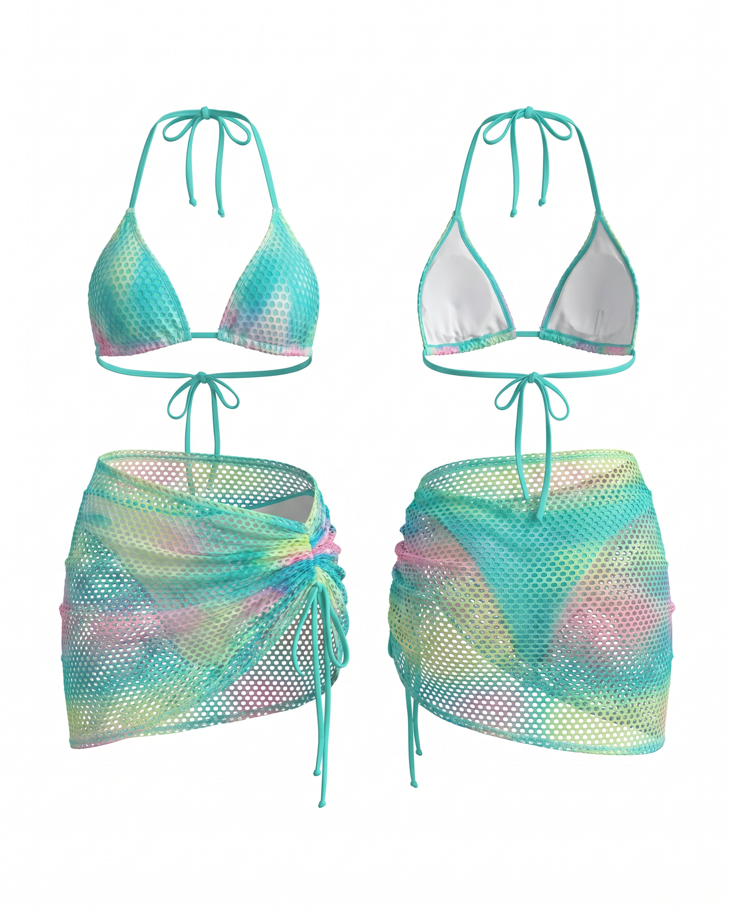 Sexy Ombre Fishnet 3-pieces Beach Bikini Set