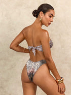 Snake Print Metal Ring Halter Bikini