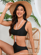 Black & White Halter Tie Cutout Bikini