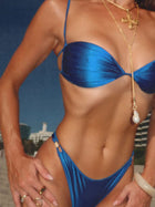 Spicy Satin Blue Twist Bandeau Bikini
